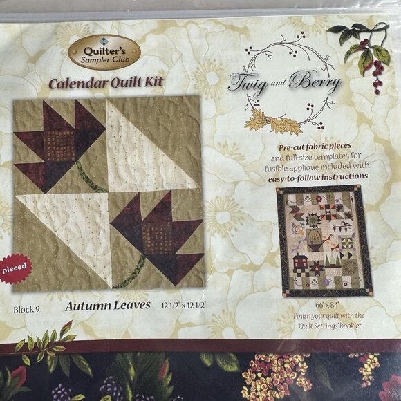 Quilters Sampler Club Twig & Berry Calendar Quilt Kit Precut Fabric Block 9 - Picture 1 of 3